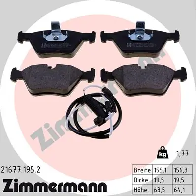 Piduriklotsi komplekt, ketaspidur ZIMMERMANN 21677.195.2