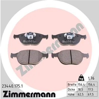 Piduriklotsi komplekt, ketaspidur ZIMMERMANN 23440.175.1