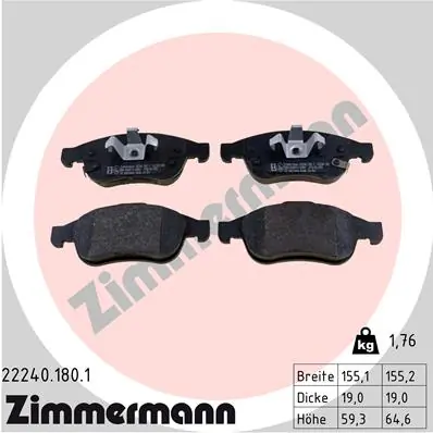 Piduriklotsi komplekt, ketaspidur ZIMMERMANN 22240.180.1