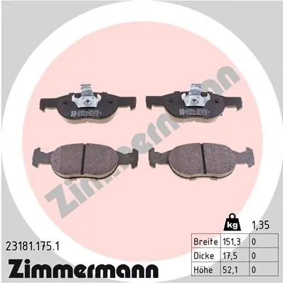 Piduriklotsi komplekt, ketaspidur ZIMMERMANN 23181.175.1