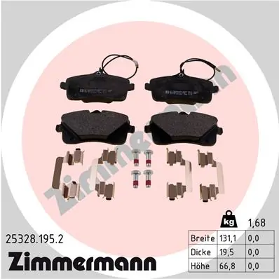 Piduriklotsi komplekt, ketaspidur ZIMMERMANN 25328.195.2