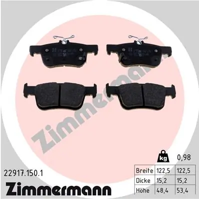 Piduriklotsi komplekt, ketaspidur ZIMMERMANN 22917.150.1
