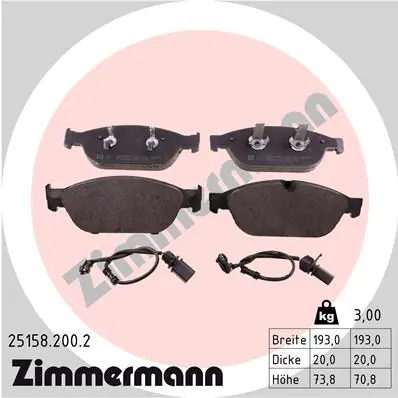Piduriklotsi komplekt, ketaspidur ZIMMERMANN 25158.200.2