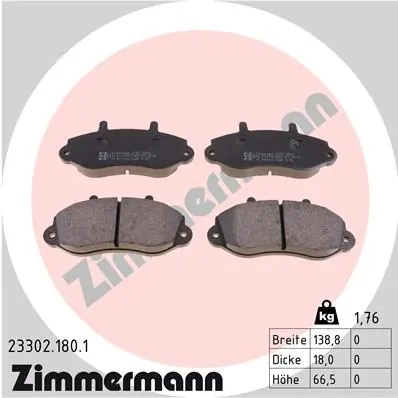 Piduriklotsi komplekt, ketaspidur ZIMMERMANN 23302.180.1