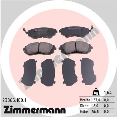 Piduriklotsi komplekt, ketaspidur ZIMMERMANN 23865.180.1