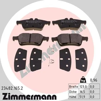 Piduriklotsi komplekt, ketaspidur ZIMMERMANN 23482.165.2