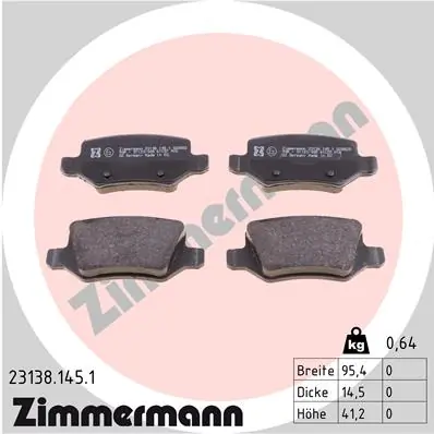Piduriklotsi komplekt, ketaspidur ZIMMERMANN 23138.145.1