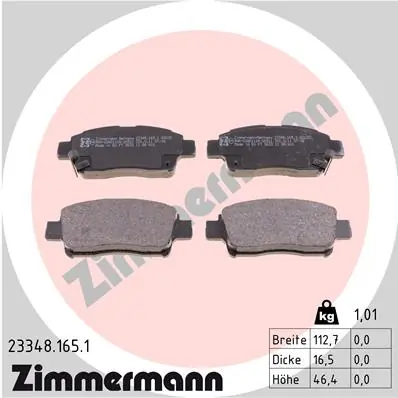 Piduriklotsi komplekt, ketaspidur ZIMMERMANN 23348.165.1