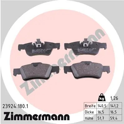 Piduriklotsi komplekt, ketaspidur ZIMMERMANN 23924.180.1