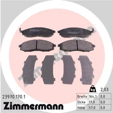 Piduriklotsi komplekt, ketaspidur ZIMMERMANN 23970.170.1