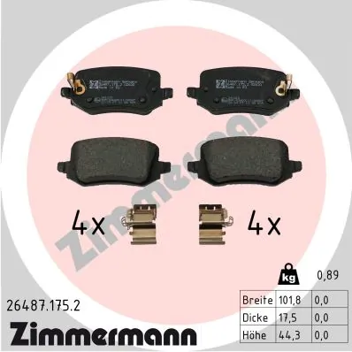 Piduriklotsi komplekt, ketaspidur ZIMMERMANN 26487.175.2