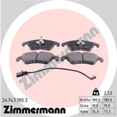 Piduriklotsi komplekt, ketaspidur ZIMMERMANN 24743.190.3