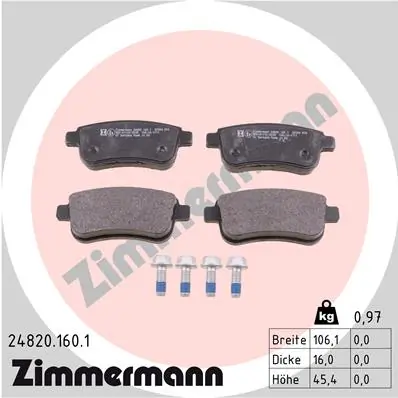 Piduriklotsi komplekt, ketaspidur ZIMMERMANN 24820.160.1