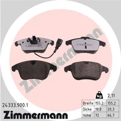 Piduriklotsi komplekt, ketaspidur ZIMMERMANN 24333.900.1