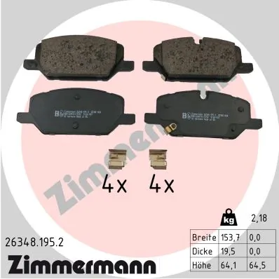 Piduriklotsi komplekt, ketaspidur ZIMMERMANN 26348.195.2
