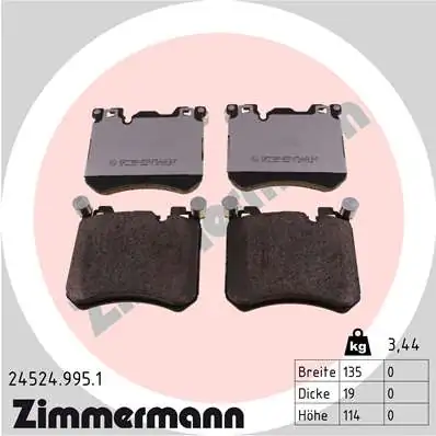 Piduriklotsi komplekt, ketaspidur ZIMMERMANN 24524.995.1
