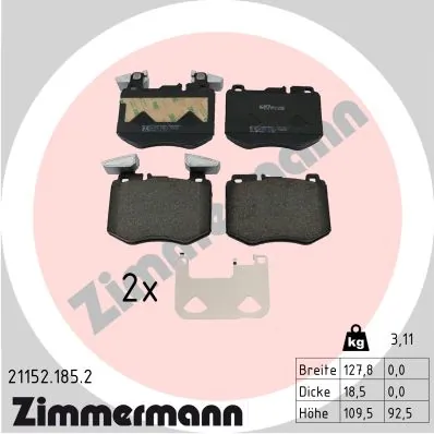 Piduriklotsi komplekt, ketaspidur ZIMMERMANN 21152.185.2