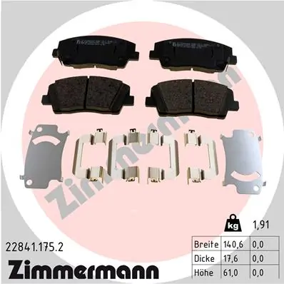 Piduriklotsi komplekt, ketaspidur ZIMMERMANN 22841.175.2