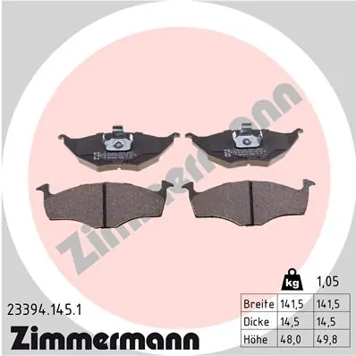 Piduriklotsi komplekt, ketaspidur ZIMMERMANN 23394.145.1