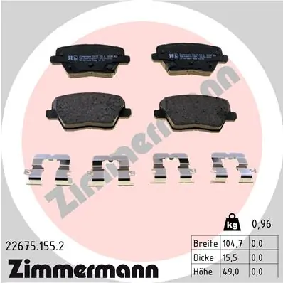 Piduriklotsi komplekt, ketaspidur ZIMMERMANN 22675.155.2