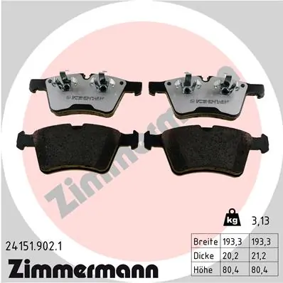Piduriklotsi komplekt, ketaspidur ZIMMERMANN 24151.902.1