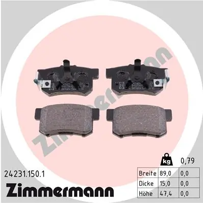 Piduriklotsi komplekt, ketaspidur ZIMMERMANN 24231.150.1