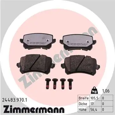Piduriklotsi komplekt, ketaspidur ZIMMERMANN 24483.970.1