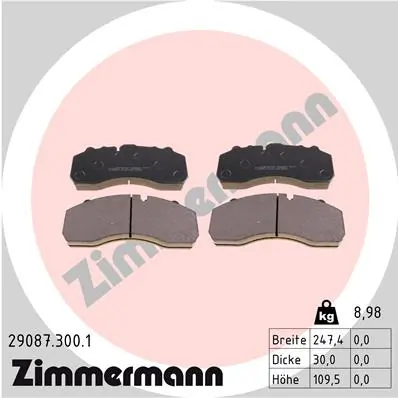 Piduriklotsi komplekt, ketaspidur ZIMMERMANN 29087.300.1