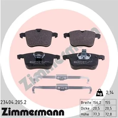 Piduriklotsi komplekt, ketaspidur ZIMMERMANN 23404.205.2