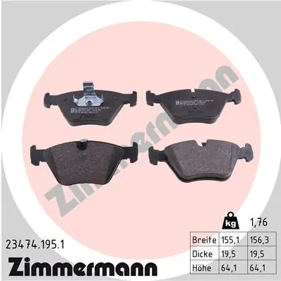 Piduriklotsi komplekt, ketaspidur ZIMMERMANN 23474.195.1