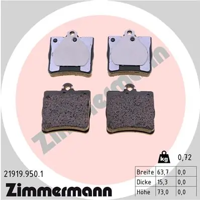 Piduriklotsi komplekt, ketaspidur ZIMMERMANN 21919.950.1