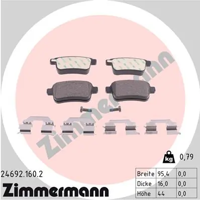 Piduriklotsi komplekt, ketaspidur ZIMMERMANN 24692.160.2