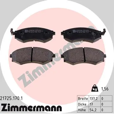 Piduriklotsi komplekt, ketaspidur ZIMMERMANN 21725.170.1