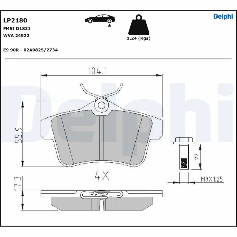 Piduriklotsi komplekt, ketaspidur DELPHI LP2180
