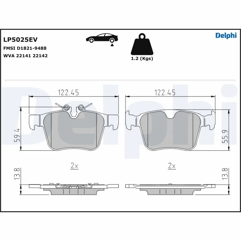 Piduriklotsi komplekt, ketaspidur DELPHI LP5025EV