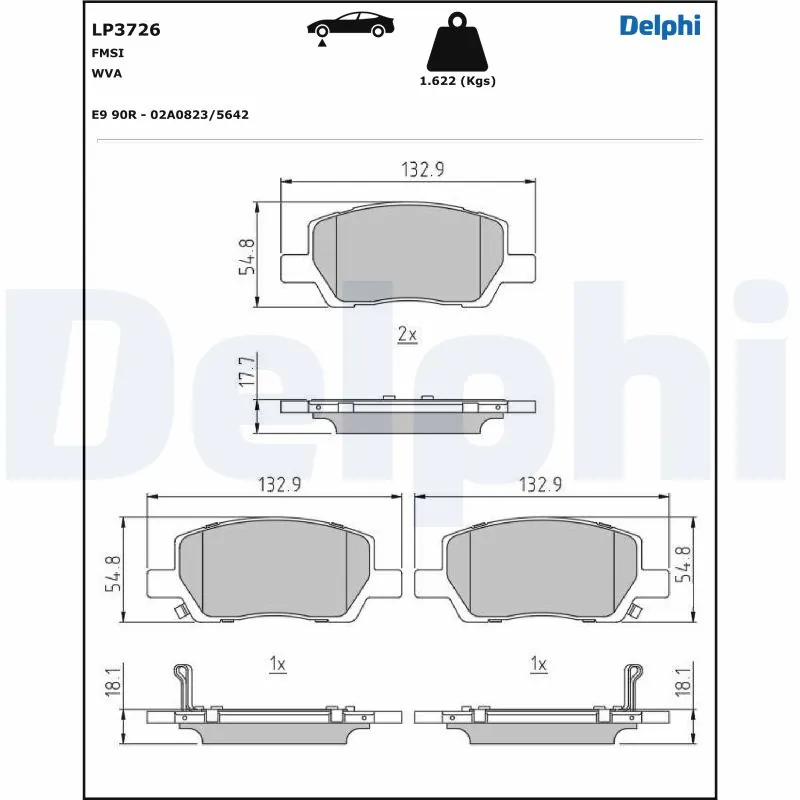 Piduriklotsi komplekt, ketaspidur DELPHI LP3726