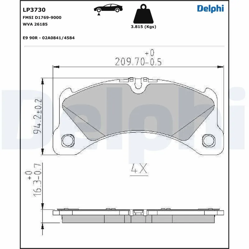 Piduriklotsi komplekt, ketaspidur DELPHI LP3730