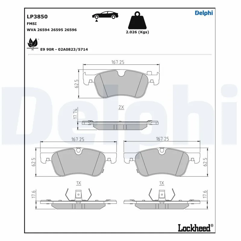 Piduriklotsi komplekt, ketaspidur DELPHI LP3850