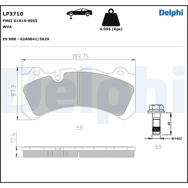 Piduriklotsi komplekt, ketaspidur DELPHI LP3710