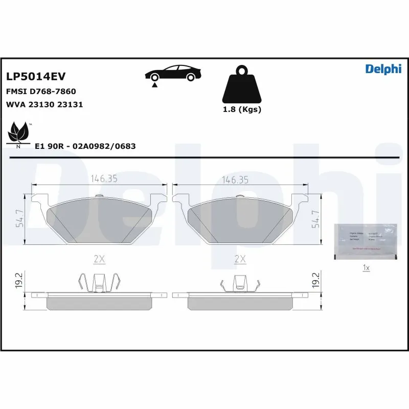 Piduriklotsi komplekt, ketaspidur DELPHI LP5014EV