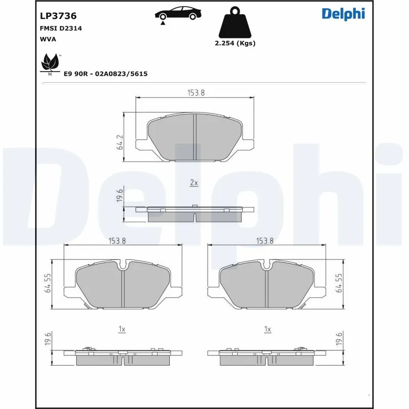 Piduriklotsi komplekt, ketaspidur DELPHI LP3736