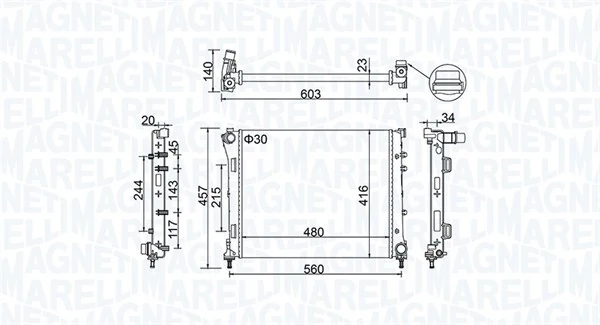 Radiaator, mootorijahutus MAGNETI MARELLI 350213151100